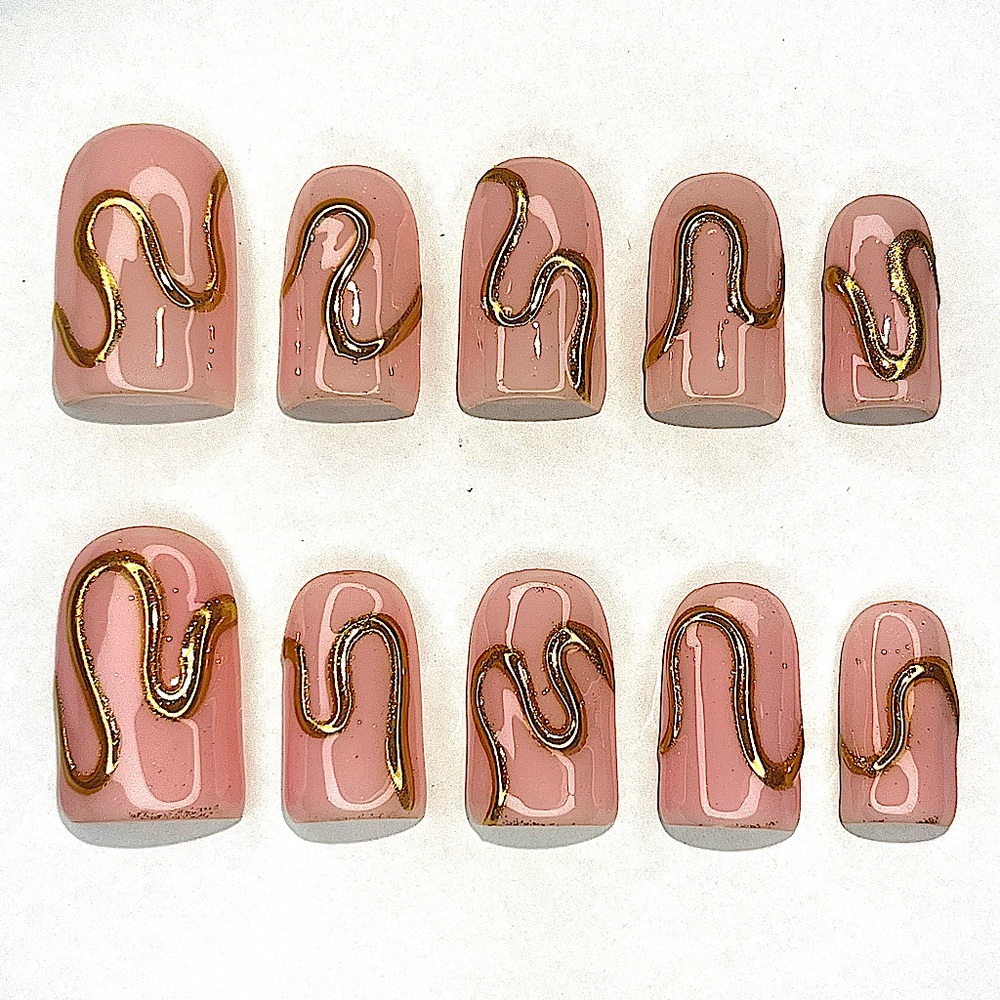 GOLD SWIRLS 💛 press on nails